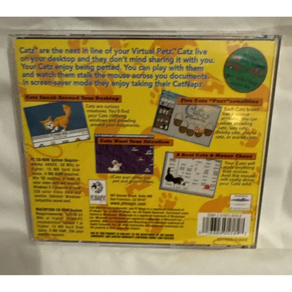 1996 PF MAGIC CATZ YOUR VIRTUAL PETZ PC CD ROM GAME
